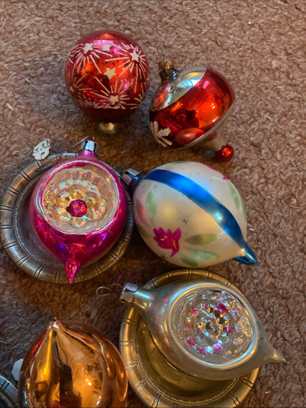 Vintage antique Mercury glass indent reflector Christmas ornaments 12 - Picture 7 of 10
